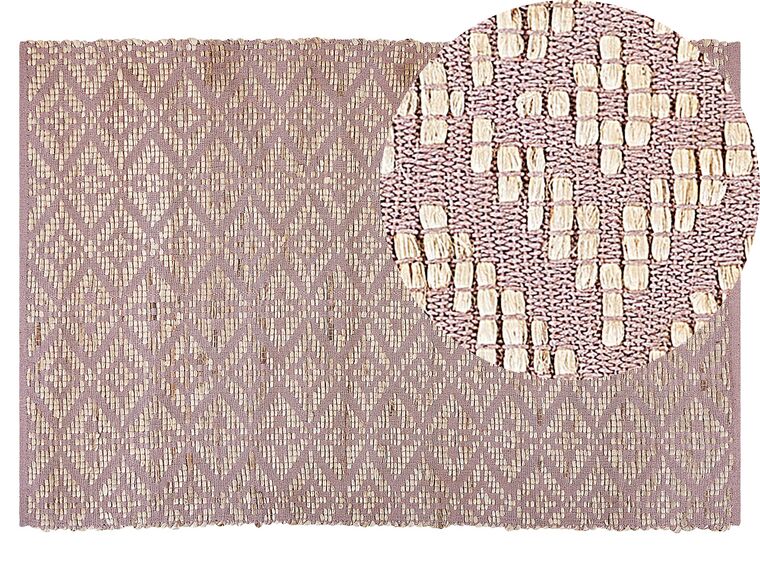 Dywan bawełniany 140 x 200 cm beżowy z różowym GERZE_853505