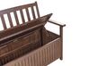 Zahradní lavice z akátového dřeva s úložným prostorem 120 cm tmavá/červený polštář SOVANA_882960