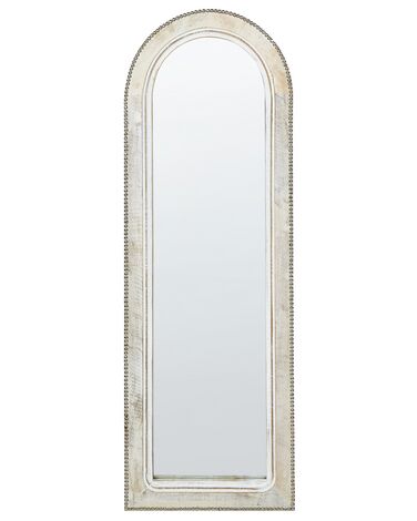 Drewniane lustro ścienne 31 x 91 cm złamana biel SARRY