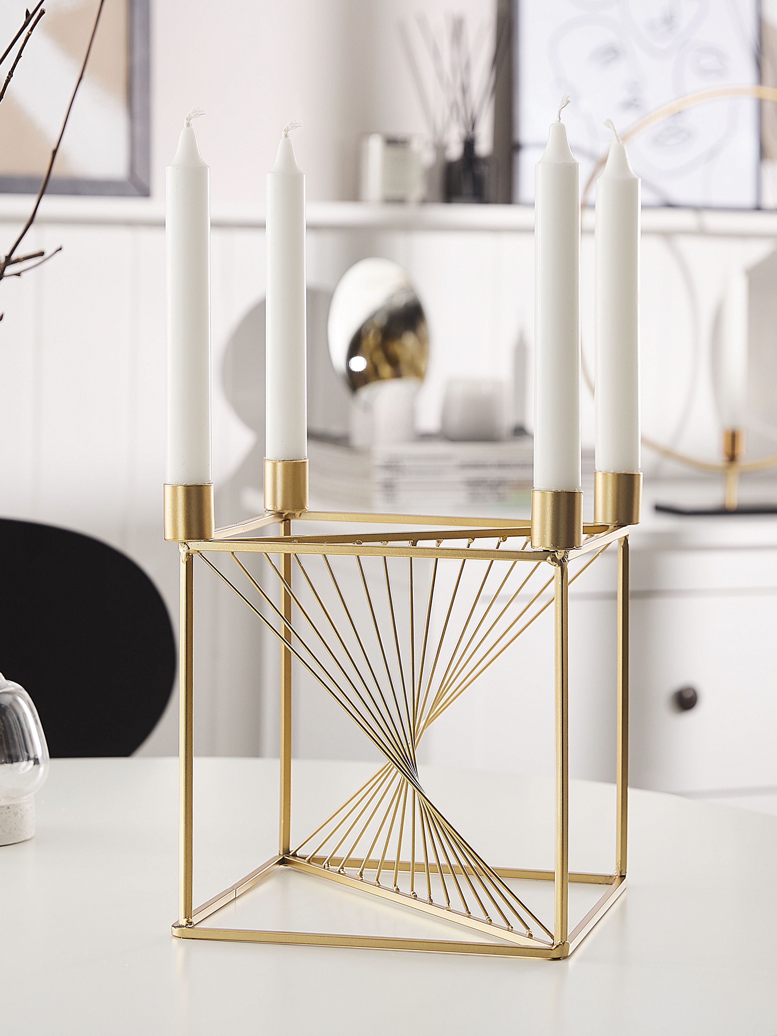 Bougeoir design doré 4 bougies MINDORO | Beliani.fr