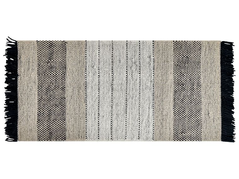 Vlněný koberec 80 x 150 cm béžový/černý YAZLIK_847423