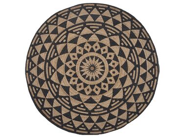 Okrúhly jutový koberec ⌀ 120 cm béžová/čierna ALAKIR