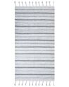 Outdoor Teppich cremeweiss / grau 80 x 150 cm Streifenmuster Kurzflor BADEMLI_846528