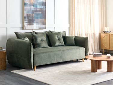 Velvet Sofa Bed with Storage Green VALLANES