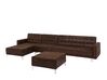 Right Hand Modular Faux Leather Sofa with Ottoman Brown ABERDEEN_717150