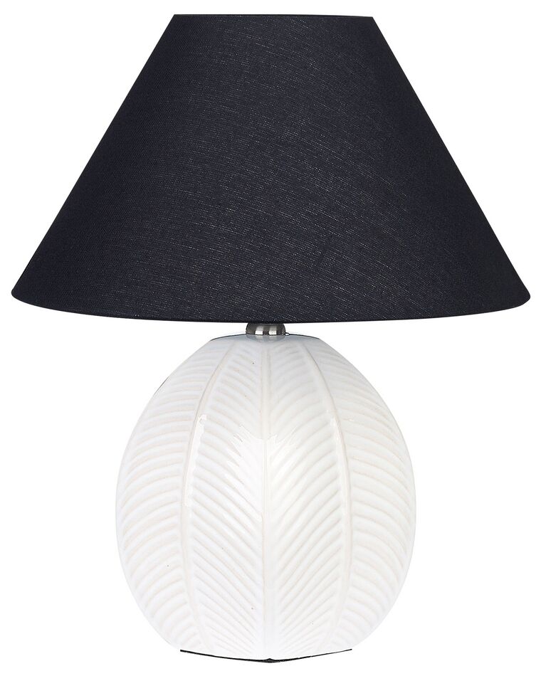 Lampada da tavolo in ceramica bianco crema e nero 42 cm CADENA_849264