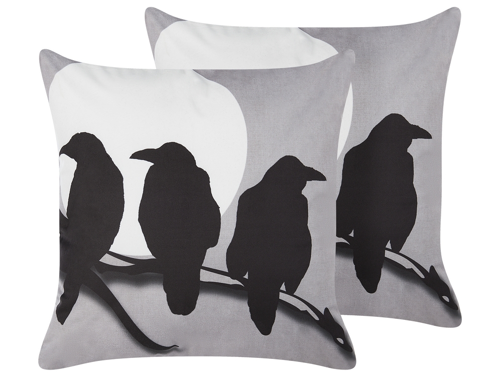 Set di 2 cuscini decorativi velluto grigio nero e bianco 45 x 45