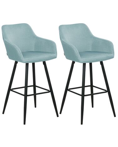 Set of 2 Velvet Bar Chairs Light Blue CASMALIA