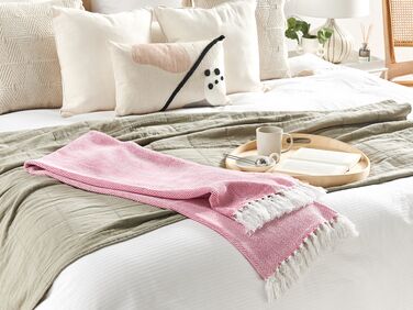 Cotton Blanket 130 x 160 cm Pink TANGIER