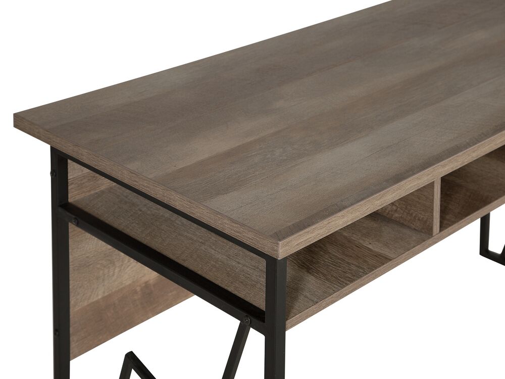 Escritorio De Oficina En Casa Beliani - Tablero MDF Negro 115x60 Cm, Patas De Metal, Estilo Industrial