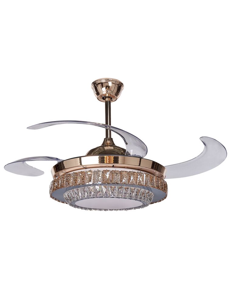 Retractable Blades Ceiling Fan with Light Gold ASHLEY_861541