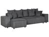 Right Hand Jumbo Cord Corner Sofa Bed with Storage Dark Grey LUSPA_898724