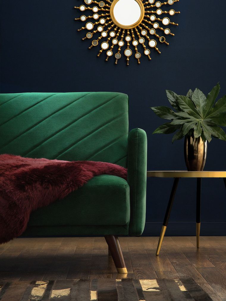 Velvet Fabric Sofa Bed Green SENJA Beliani.co.uk