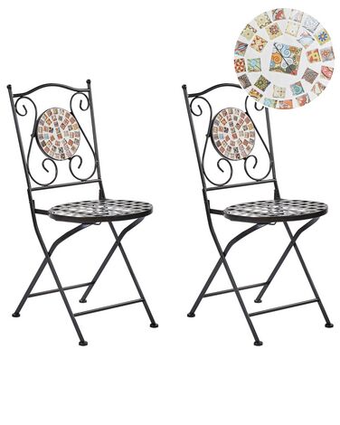 Set of 2 Metal Garden Folding Chairs Black CASARIO