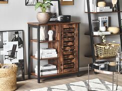 Sivupöytä 1-ovinen tumma puu/musta VILSECK Sivupöytä 1-ovinen tumma puu/musta VILSECK