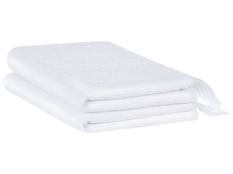 Conjunto de 2 toallas de algodón blanco ATIU_843380