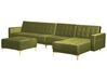 5-seters venstrevendt modulær fløyelssofa med fotskammel grønn ABERDEEN_882412