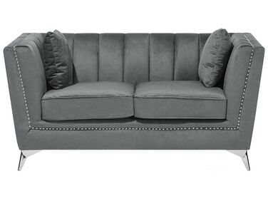 2 Seater Velvet Fabric Sofa Grey GAULA