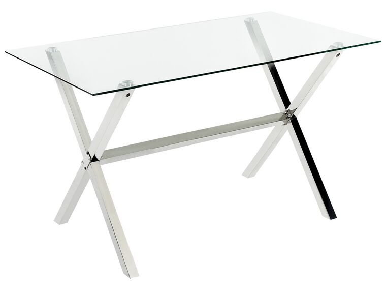 Jídelní stůl se skleněnou deskou 130 x 70 cm stříbrný FLORIN_850530