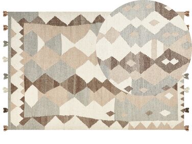Kelim Teppich Wolle mehrfarbig 200 x 300 cm geometrisches Muster Kurzflor ARALEZ