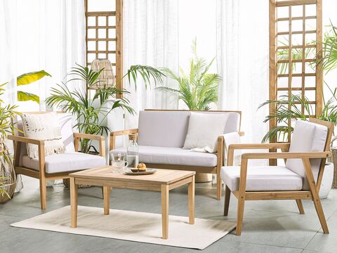 4 Seater Acacia Wood Garden Sofa Set Grey Pallano Beliani Sk 4 Seater Acacia Wood Garden Sofa Set, Acacia Wood Outdoor Sofa Set