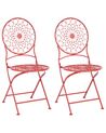 Set of 2 Metal Garden Folding Chairs Red SCARIO _856031
