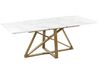 Rozkladací jedálenský stôl s mramorovým efektom 160/200 x 90 cm biela/zlatá MAXIMUS_850397