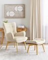 Wingback Chair with Footstool Light Beige VEJLE_912998