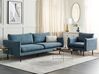 Conjunto de sofás 4 lugares em tecido azul VINTEBRO_901075