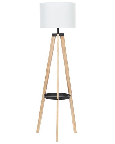 Lámpara de pie de madera de pino clara/blanco/negro 149 cm BLUFF