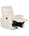 Fotel z manualną funkcją relaksu welurowy biały VERDAL_904699