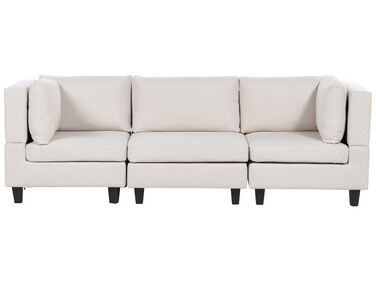 3-Seater Modular Fabric Sofa Light Beige UNSTAD