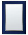 Zamatové nástenné zrkadlo 50 x 70 cm modré LAUTREC_904005