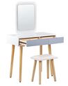 2 Drawer Dressing Table with LED Mirror and Stool White and Grey DIEPPE_850238