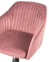 Krzesło biurowe regulowane welurowe różowe VENICE_868454