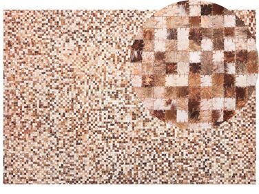 Kožený koberec 160 x 230 cm hnedá/béžová TORUL