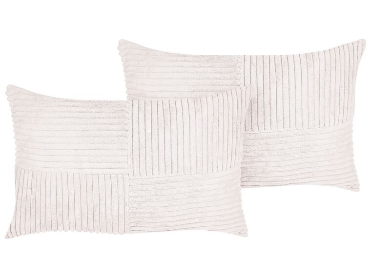 Set di 2 cuscini velluto a coste bianco sporco 47 x 27 cm MILLET_854711