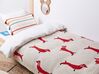Cotton Kids Blanket Dog Motif 130 x 170 cm Beige and Red REERH_905347