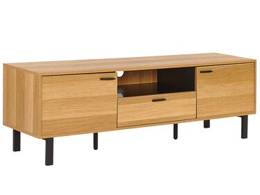 TV Stand Light Wood and Black CLAREMONT