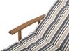Acacia Wood Reclining Sun Lounger with Blue and Beige Cushion JAVA_763109