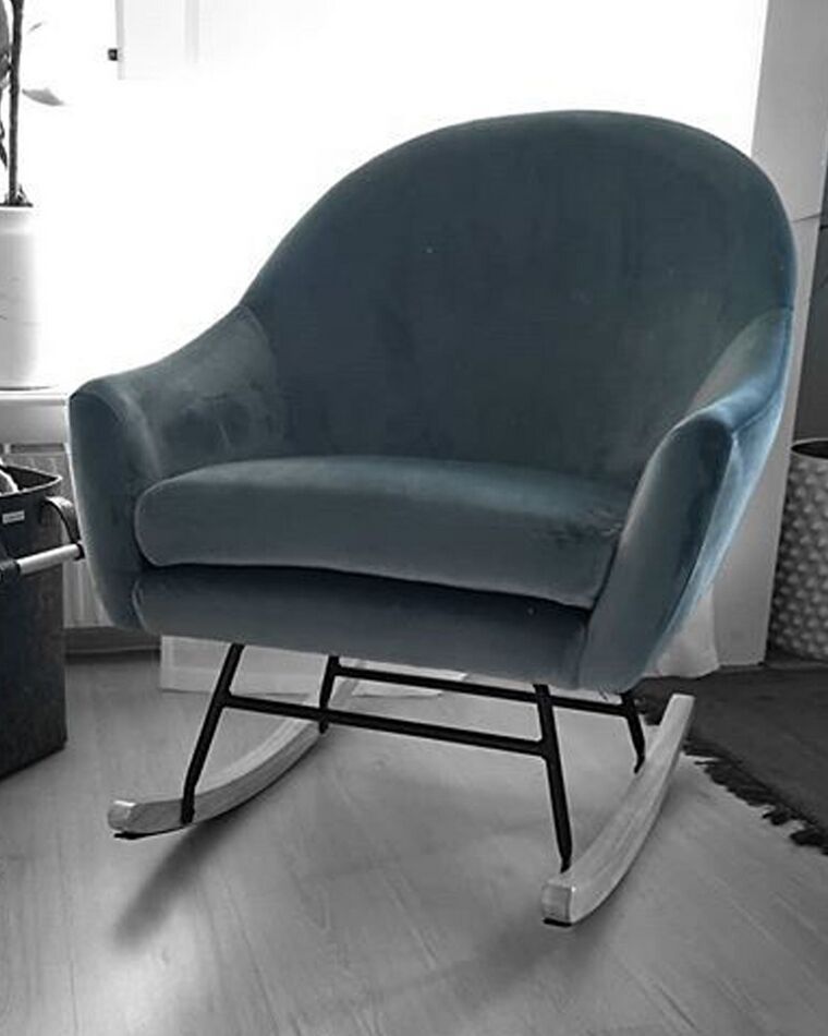 Velvet Rocking Chair Blue OXIE Beliani.co.uk