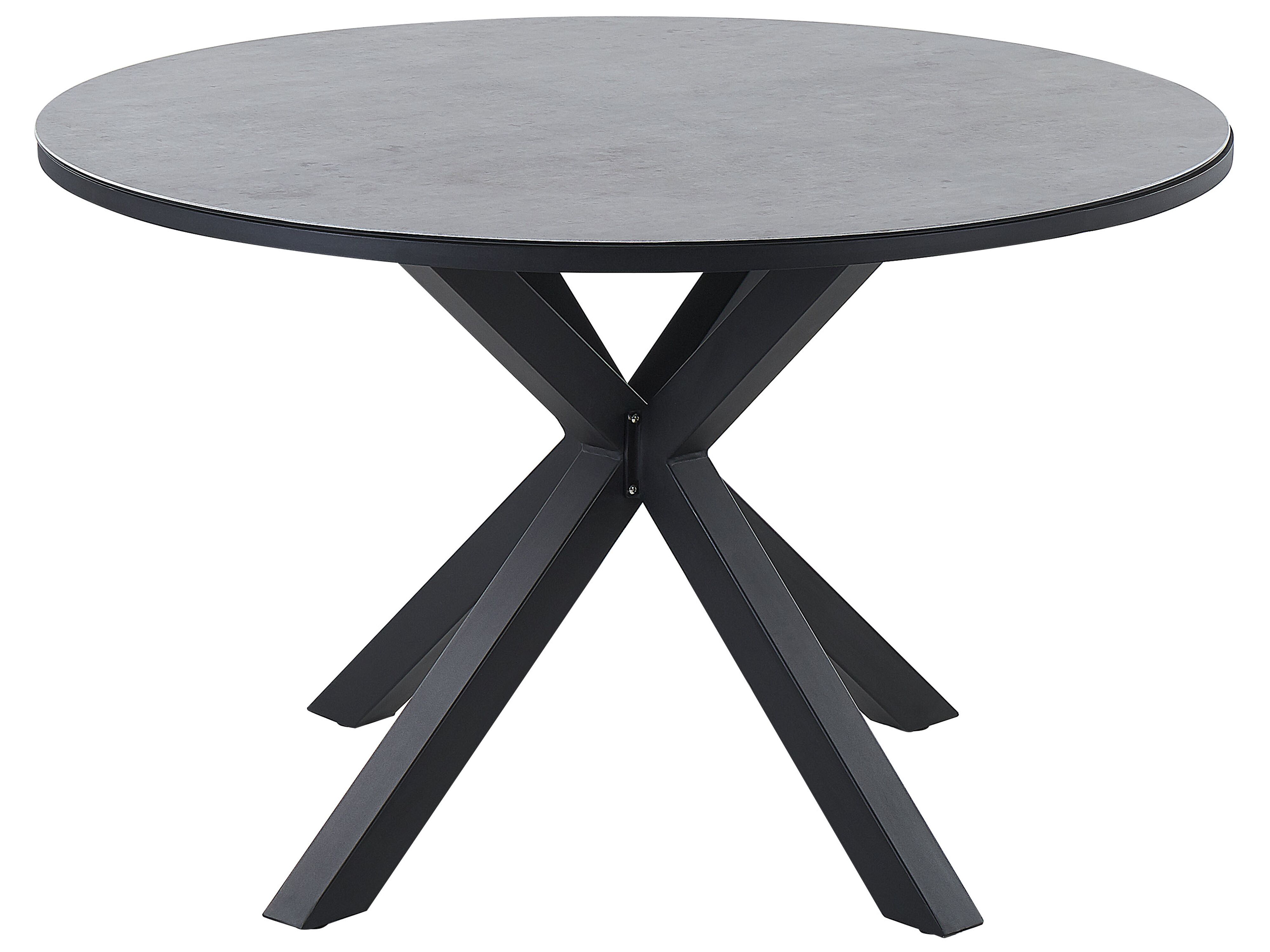 Round Garden Dining Table ⌀120 cm Grey with Black MALETTO | Beliani.co.uk