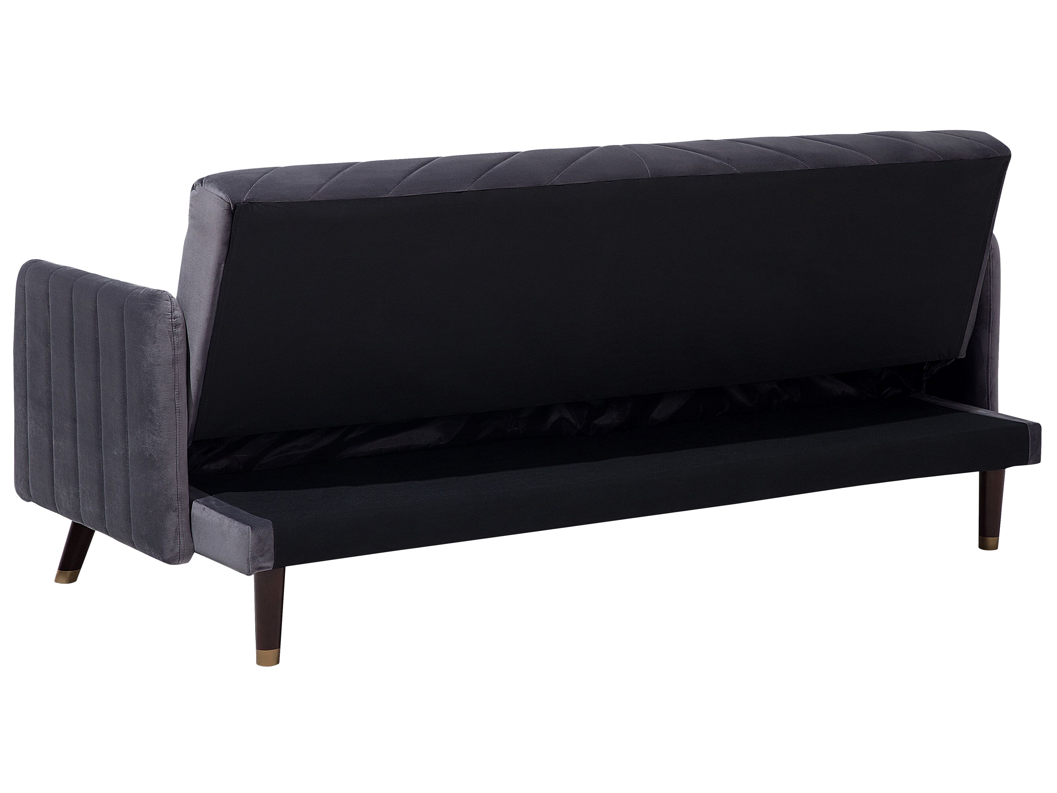 Velvet Fabric Sofa Bed Grey SENJA Beliani.co.uk