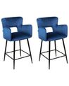Conjunto de 2 sillas de bar de terciopelo azul marino SANILAC_912674