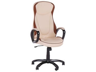 Faux Leather Swivel Executive Chair Beige FELICITY