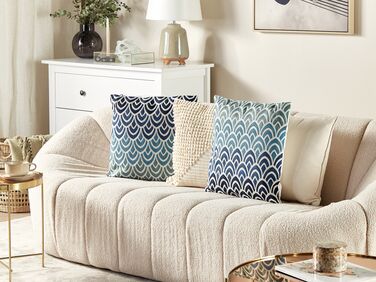 Set of 2 Cotton Cushions Geometric Pattern 45 x 45 cm Blue NIGELLA
