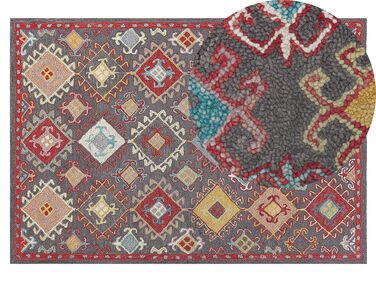 Teppich Wolle mehrfarbig 140 x 200 cm Kurzflor FINIKE
