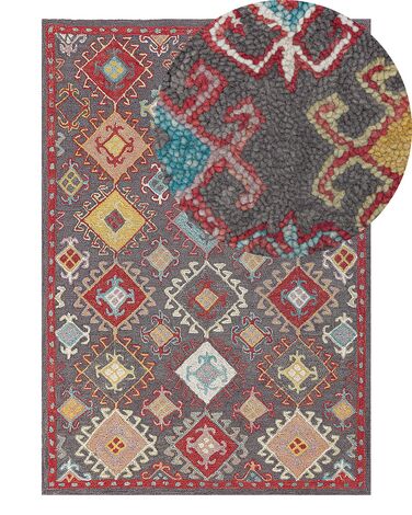 Teppich Wolle mehrfarbig 140 x 200 cm Kurzflor FINIKE