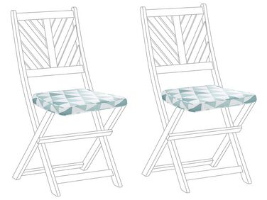 Sada 2 sedacích polštářů na zahradní židle vzor trojúhelníky modré/ bílé TERNI