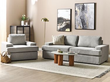 4 Seater Fabric Living Room Set Light Grey ALLA
